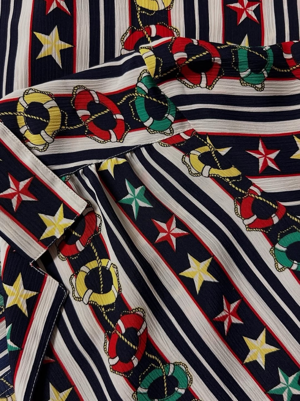 vintage 80s colourful nautical, perfect for a boat ride blouse